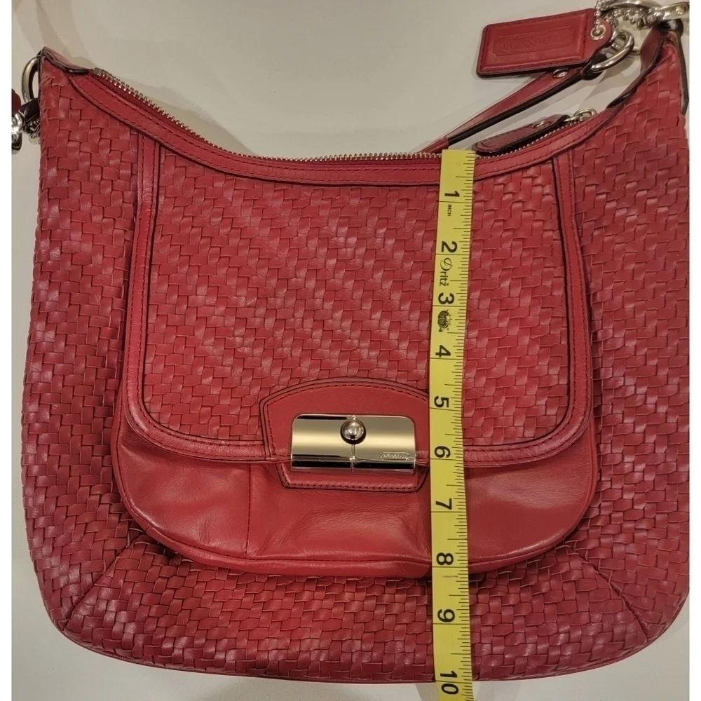 Coach Woven Leather Shoulder Bag with Detachable Crossbody Strap